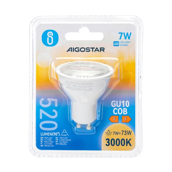 GU10 7W COB LED égő 3000K meleg fehér