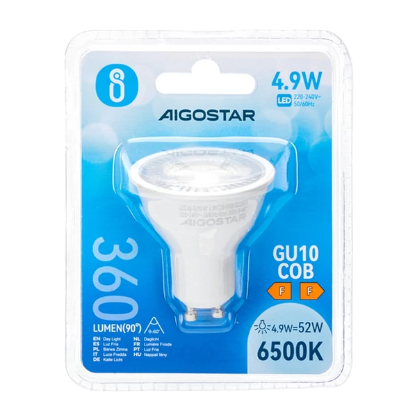 GU10 4,9W COB LED égő 6500K hideg fehér