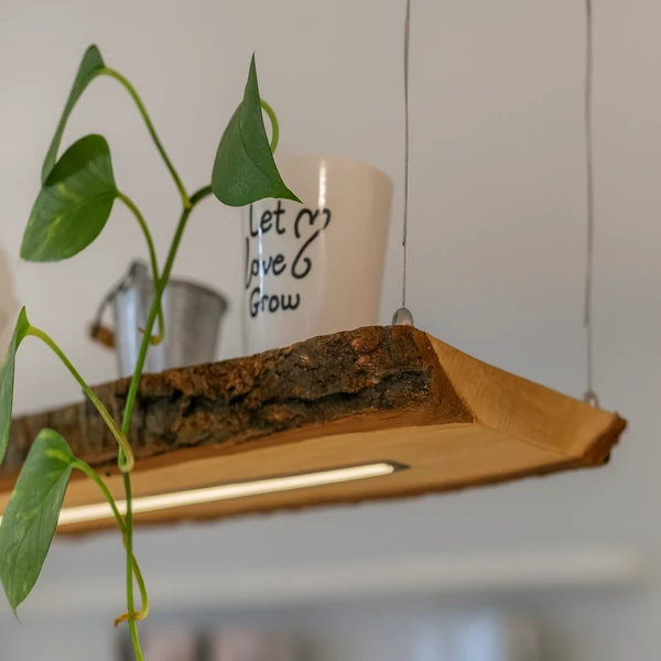 Fényerőszabályzós akácfa függőlámpa rusztikus