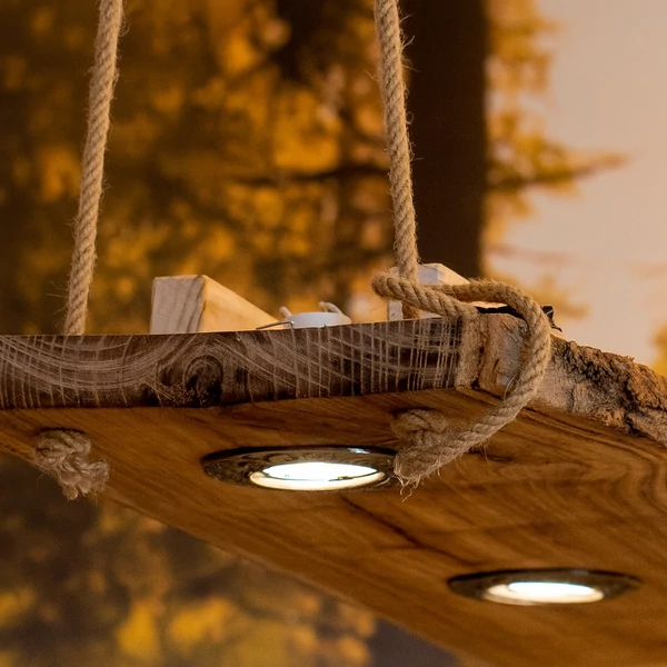 Rusztikus akácfa LED függőlámpa - vintage stílusú étkező lámpa