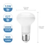 Kép 4/11 - E27 12W LED gomba égő meleg fehér 3000K R80 tejüveg opál