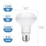 Kép 4/11 - E27 12W LED gomba égő hideg fehér 6400K R80 tejüveg opál