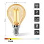 Kép 12/20 - E14 4W LED filament kisgömb égő 2200K borostyán G45