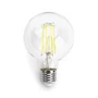 Kép 1/7 - 4W E27 LED filament gömb égő hideg fehér 6500K átlátszó 80 mm G80