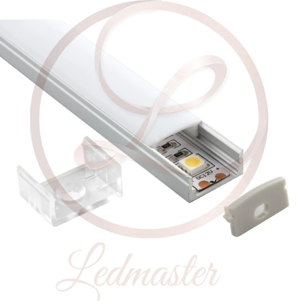 Ledprofiles Felületre szerelhető aluprofil  opál fedéllel  2 méteres szál