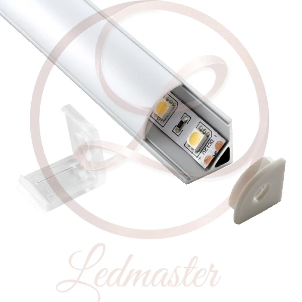 Ledprofiles Sarok aluprofil  íves opál fedéllel  2 méteres szál