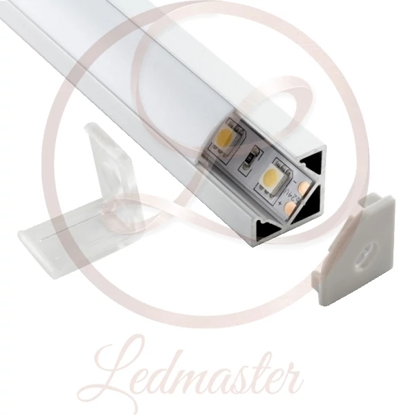 Ledprofiles Sarok aluprofil  normál opál fedéllel  2 méteres szál