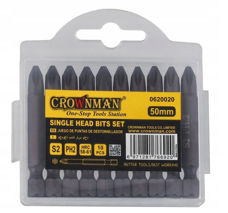 Crownman 50mm-es 10 db-os dupla bit készlet