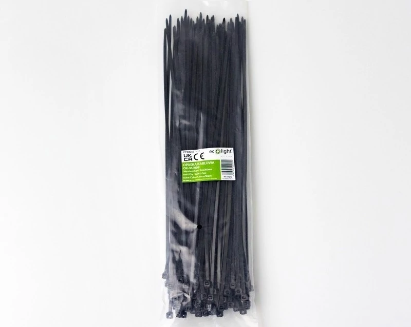 EcoLight Kábelkötegelő OK-36300B  3 6x300 mm  fekete  100 db-os kiszerelés
