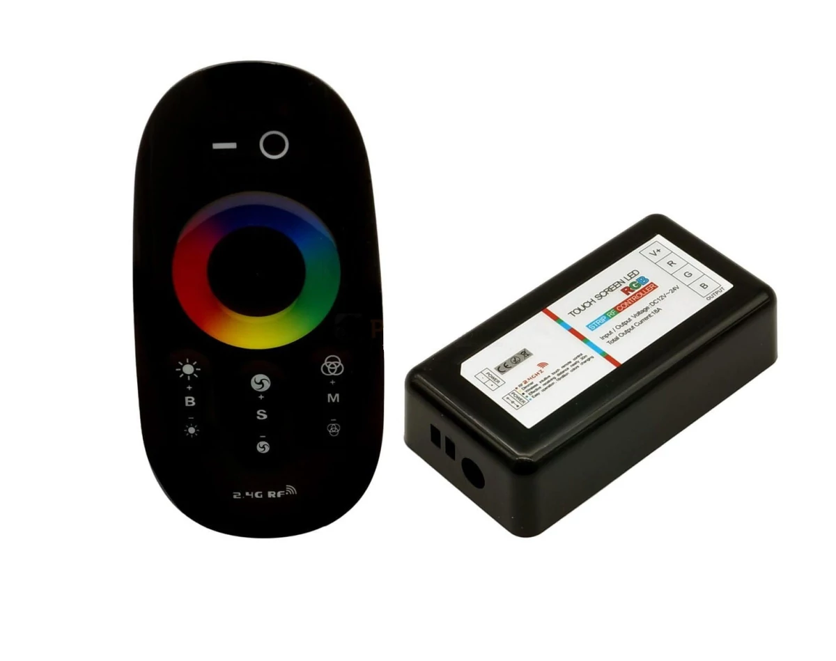 EcoLight RGBW távirányító fekete színű + 1 db vezérlő 24A 288W RF