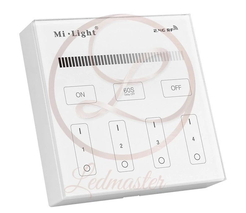 Mi Light 4 zónás falra szerelhető  mágneses  érintős dimmer fényerő szabályozó fehér színben