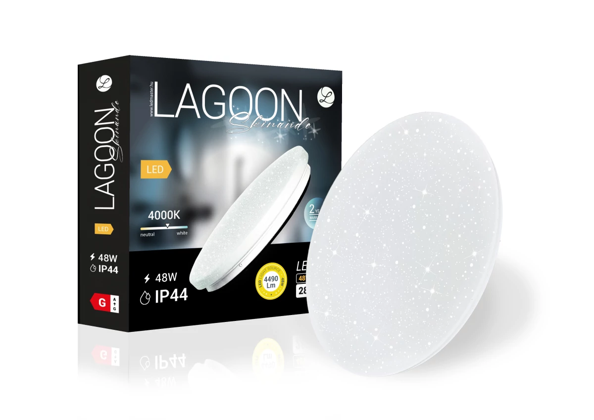 Lagoon Skinande 48 W-os ø450 mm kerek natúr fehér mennyezeti lámpa IP44-es védettségű