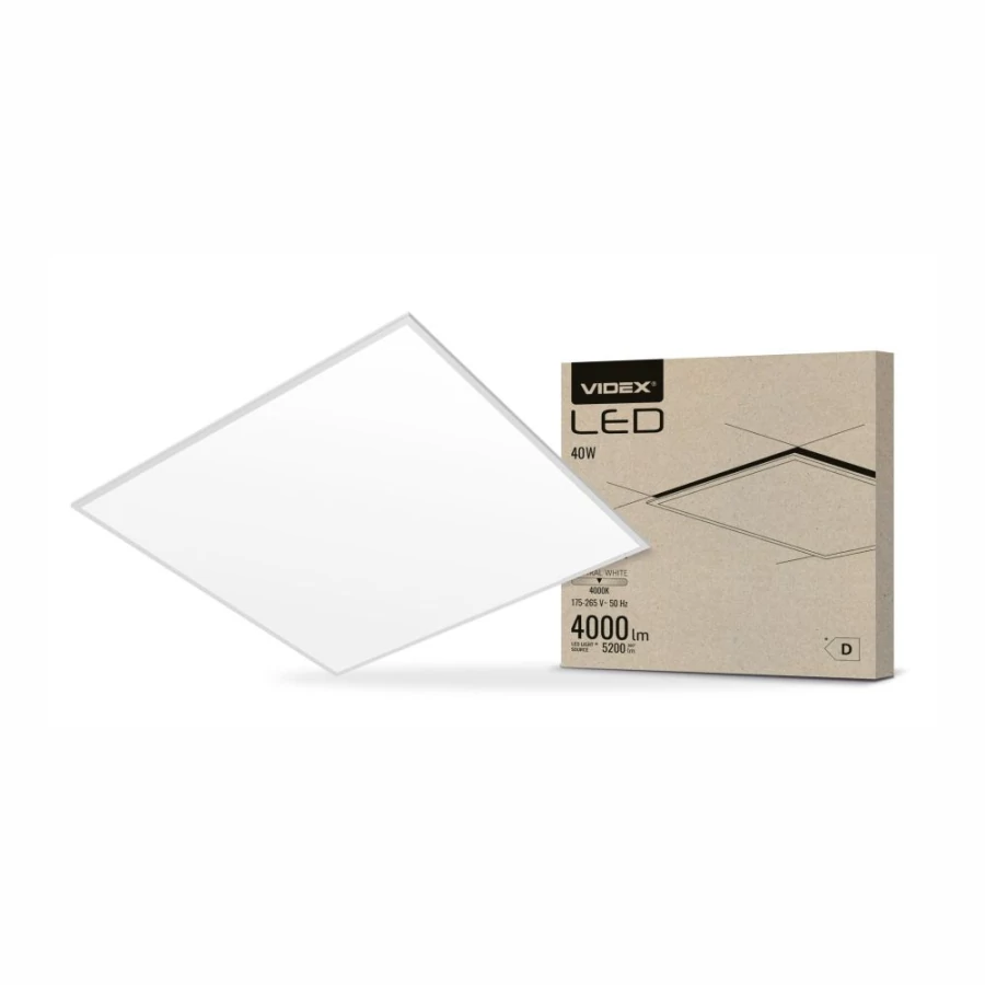 Videx 620 x 620-ös 40 W-os natúr fehér LED panel  4000lm  4000K