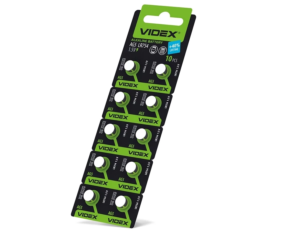 Videx AG5/LR754 66mAh alkáli gombelem (darabár  min. rendelhető mennyiség 10 db)