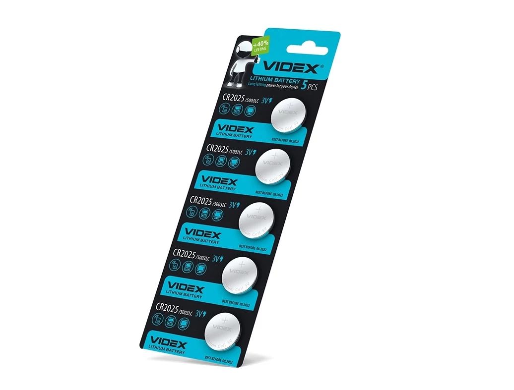 Videx CR2025 160mAh gombelem (darabár  min. rendelhető mennyiség 5 db)