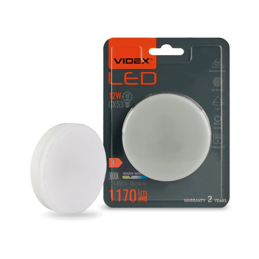 Videx GX53-as foglalatú  12W  meleg fehér izzó