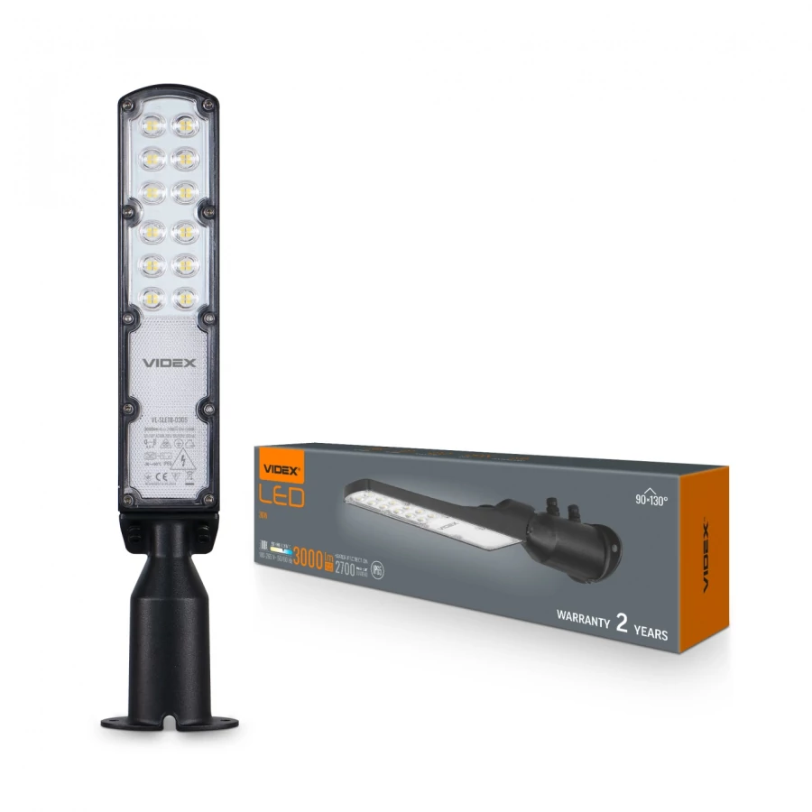 Videx LED forgatható 30 W-os fekete színű LED utcai lámpa 5000K  IP65