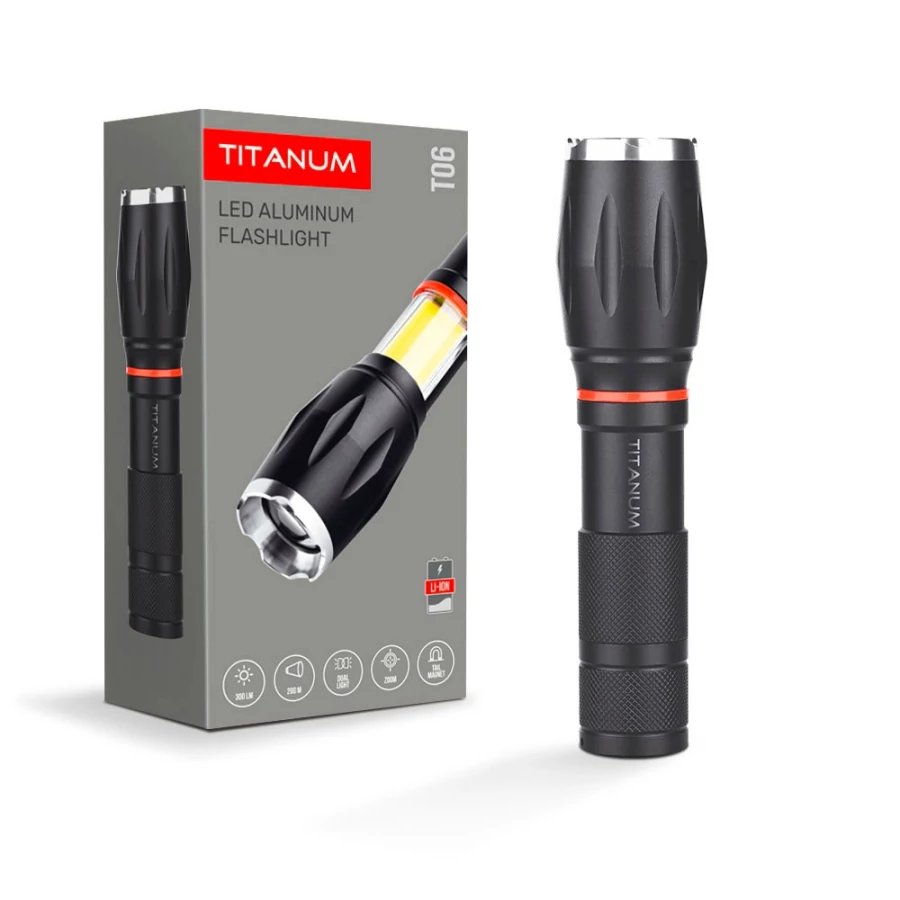 Videx TITANUM hordozható LED zseblámpa  6500K  300lm  TLF-T06