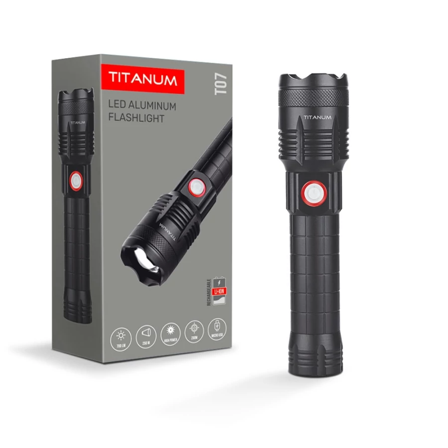 Videx TITANUM hordozható LED zseblámpa  6500K  700lm  TLF-T07
