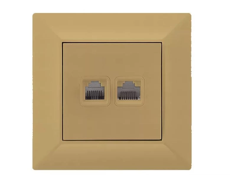 ELDLUX ELDGROUND RJ11 TEL + RJ45 Cat.5e UTP aljzat arany