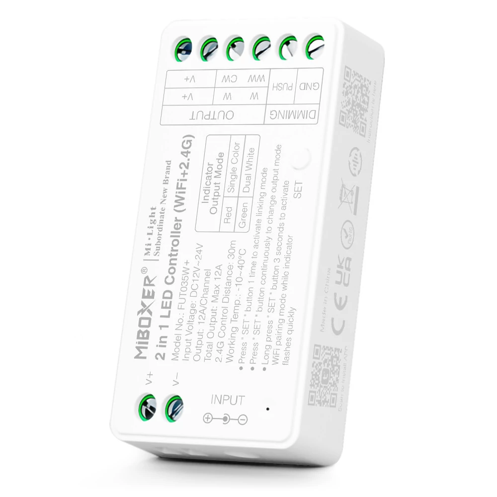 Miboxer 2 Az 1-Ben Wifi Dimmer/CCT Led Zóna Vezérlő DC12-24V 12A