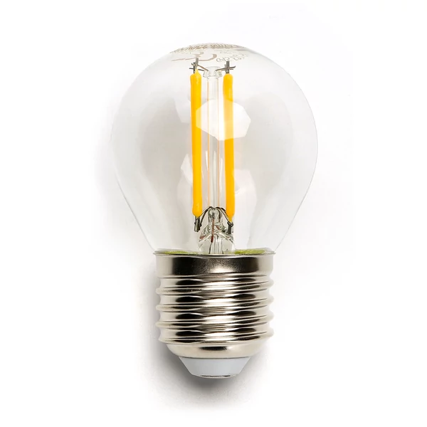 E27 4W LED filament kisgömb égő meleg fehér 2700K átlátszó 45 mm G45