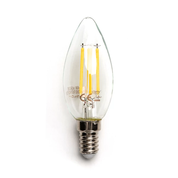 E14 4W LED filament gyertya égő meleg fehér 2700K átlátszó 35 mm G35