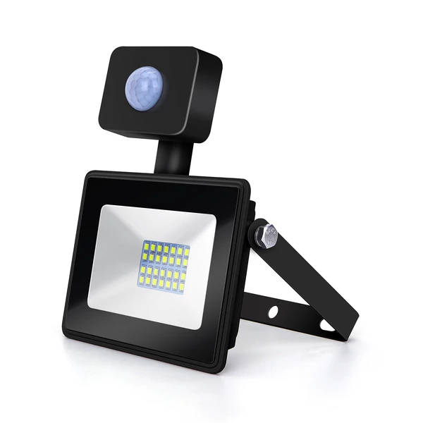 20W Fekete Házas Slim Mozgásérzékelős LED Reflektor Hideg Fehér 1800lm
