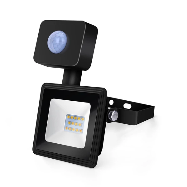 10W Fekete Házas Slim Mozgásérzékelős LED Reflektor Természetes Fehér 900lm
