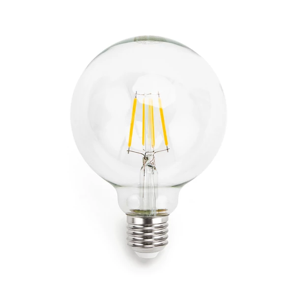 8W E27 LED filament gömb égő meleg fehér 2700K átlátszó 95 mm G95