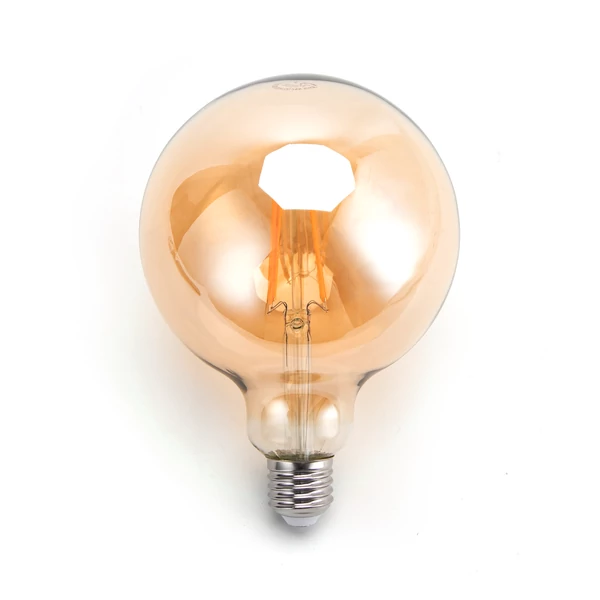 8W E27 LED filament gömb égő 2200K borostyán 95mm G125