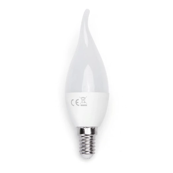E14 6W LED gyertya égő természetes fehér 4000K CL37 szélfújta tejüveg opál