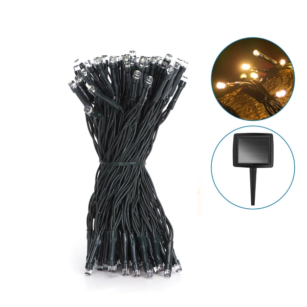 Napelemes LED füzér meleg fehér 2700K-3000K